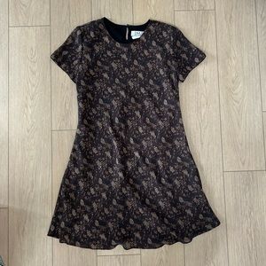 Vintage 90’s | Bias Cut Mini Dress Chocolate Brown Ditzy Floral
